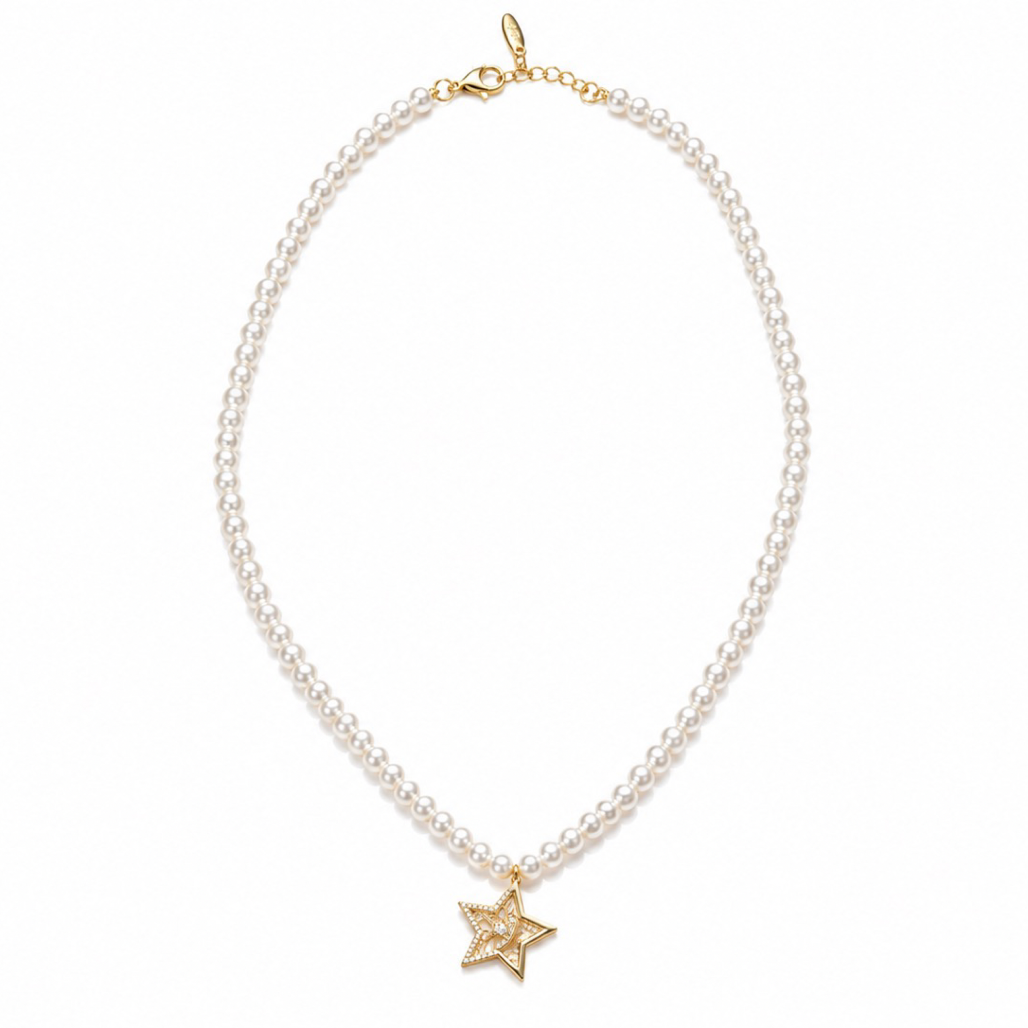 Collar de Perlas con Dije de Estrella – Oro Laminado 18K