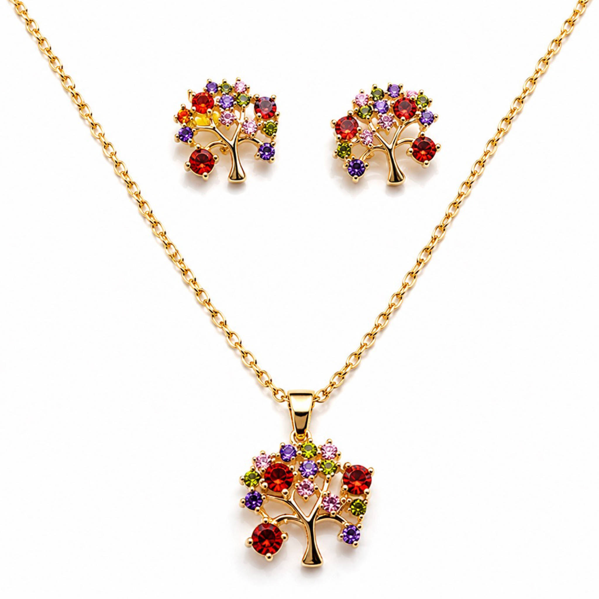 Set de Collar y Pantallas Árbol de la Vida – Oro Laminado 18K