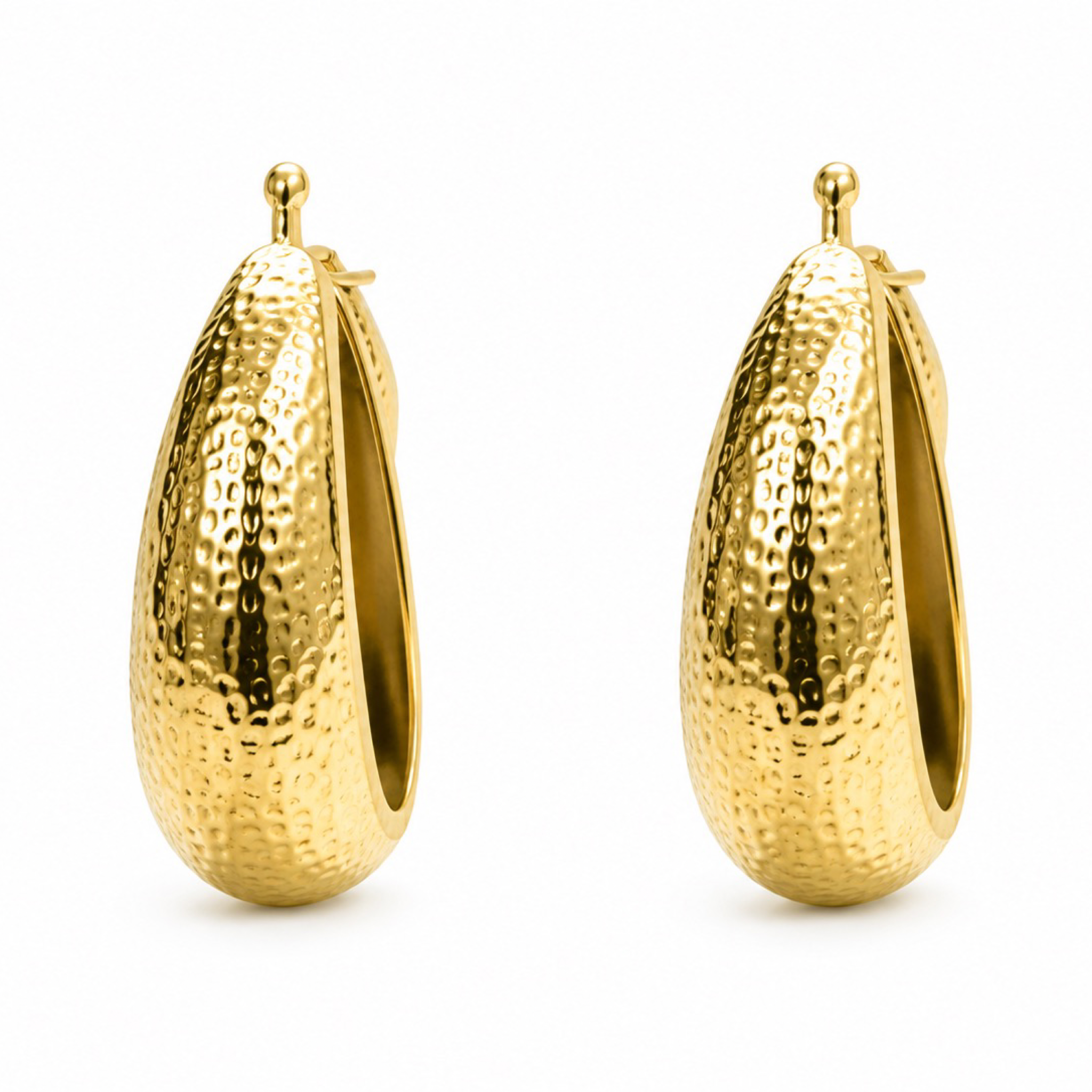 Aretes Tipo Hoop Texturizados – Oro Laminado 18K
