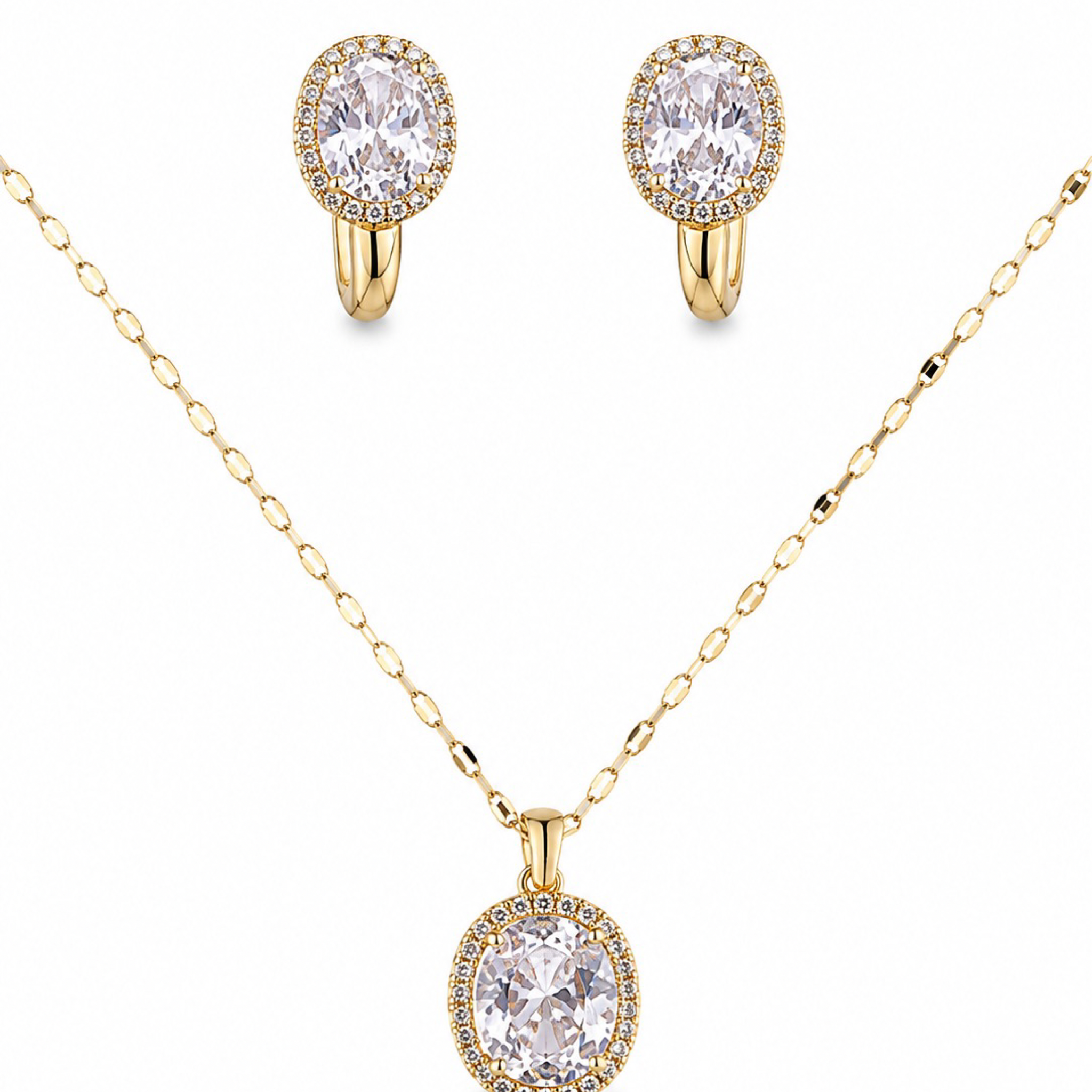 Set de Collar y Aretes Halo – Oro Laminado 18K