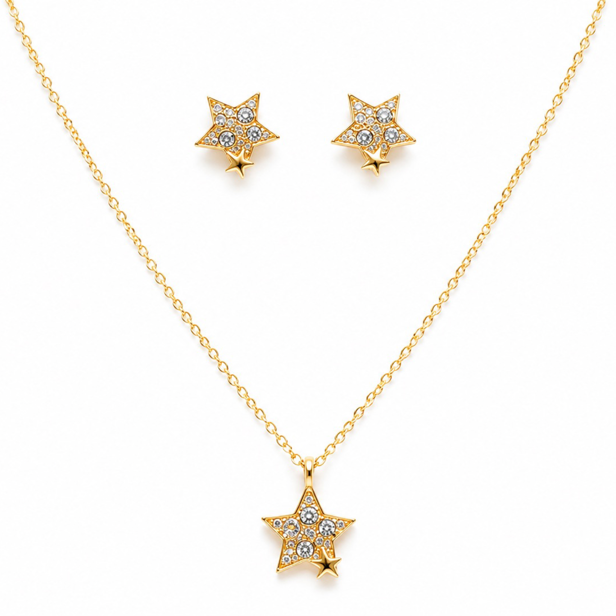 Set de Collar y Aretes Estrella | Oro Laminado 18K