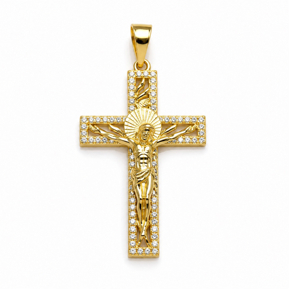 Dije Cruz con Cristo – Oro Laminado 18K