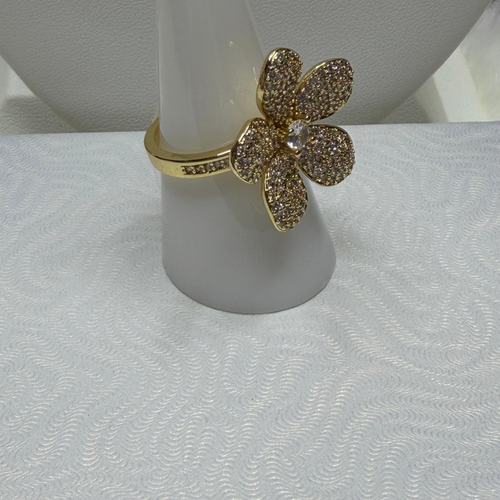 Anillo Flor Ajustable con Zirconias