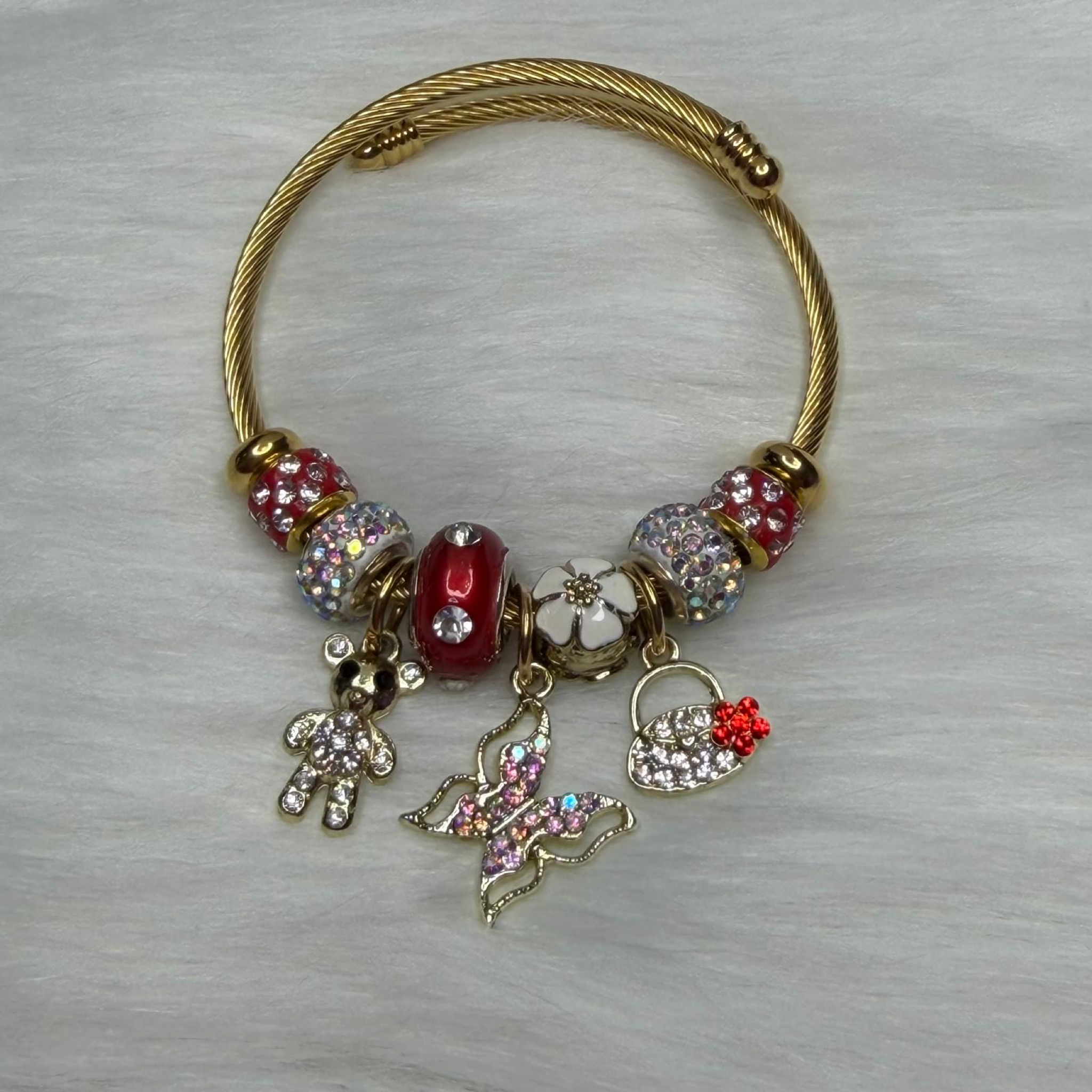 Pulsera Ajustable con Charms de Mariposa
