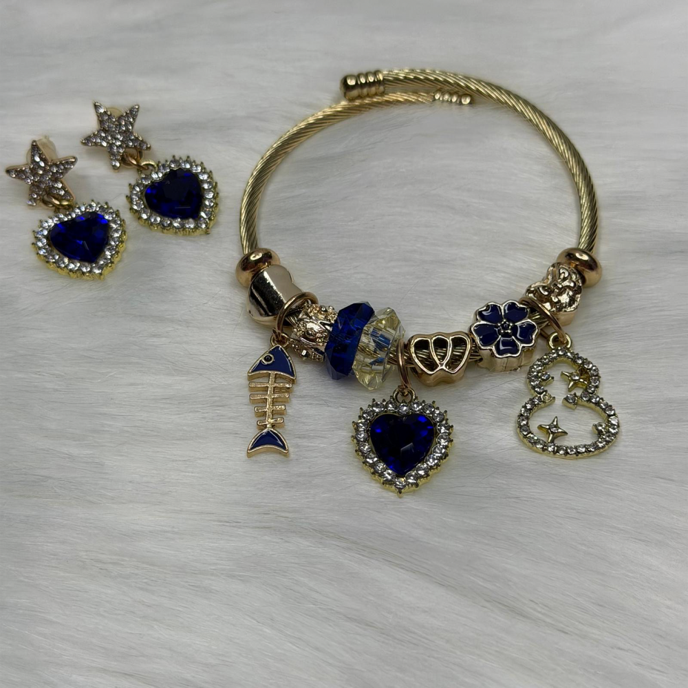 Set Pulsera y Aretes Dorado