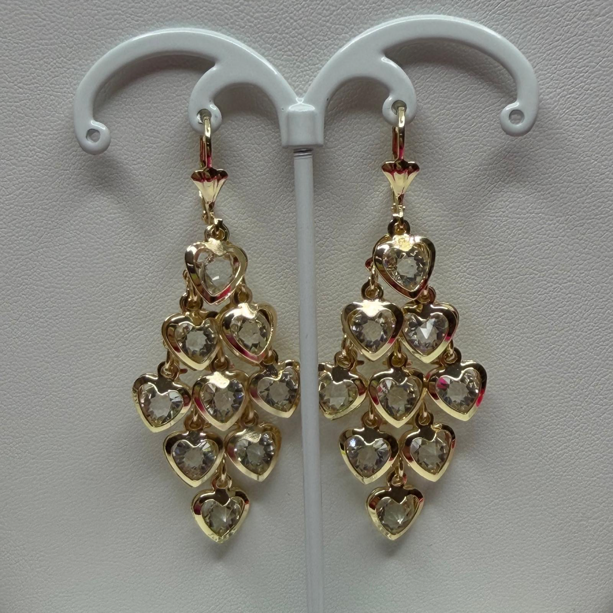 Aretes Colgantes de Corazones con Zirconias
