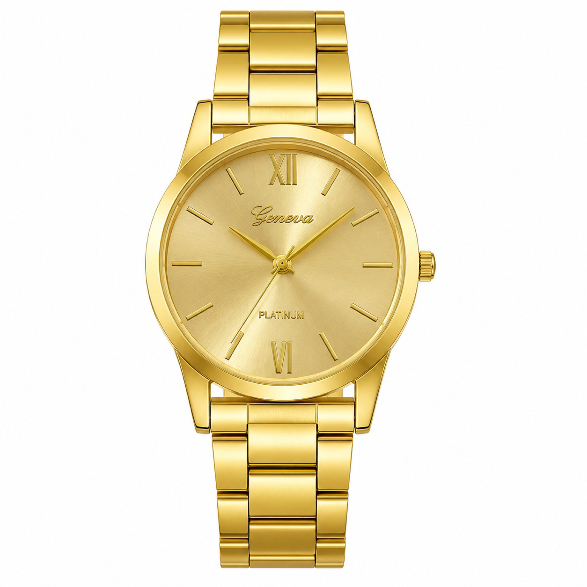 Reloj Clásico Geneva para Mujer – Acero Inoxidable Dorado