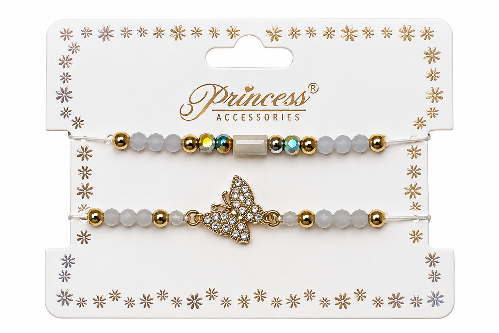 Set de Pulseras Blancas con Mariposa