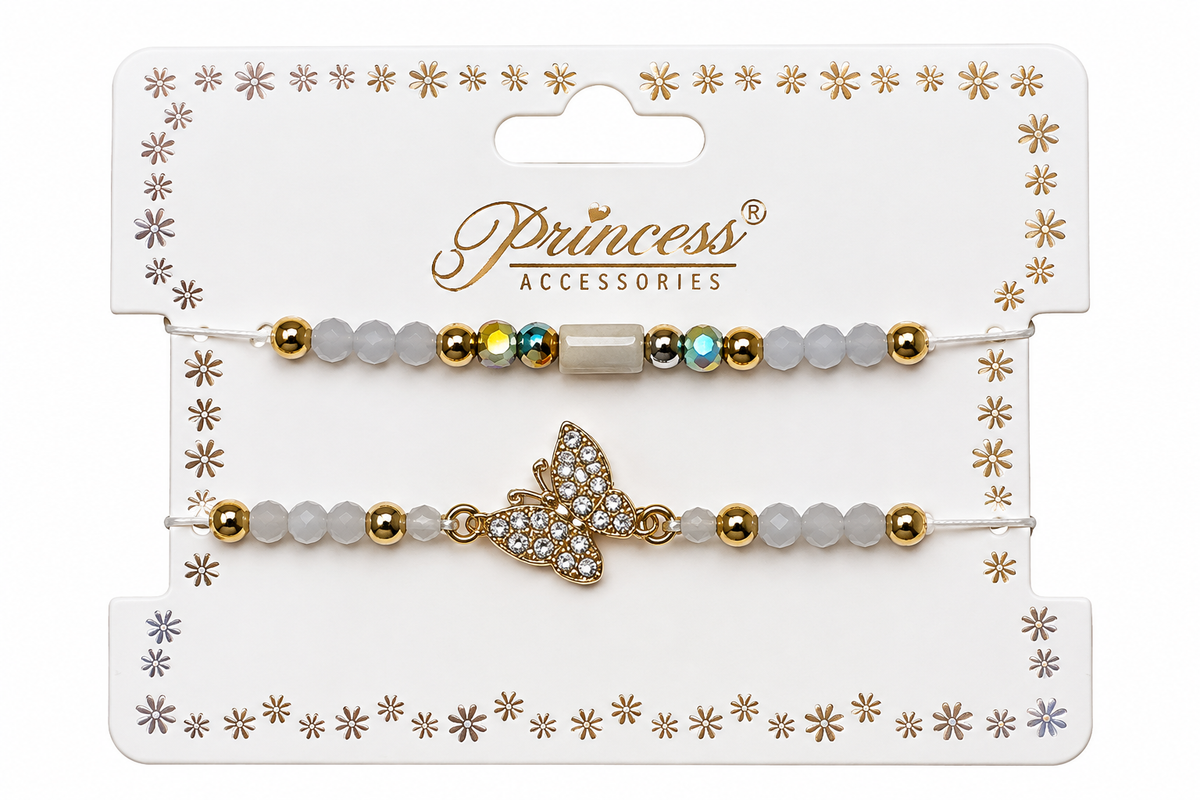 Set de Pulseras Blancas con Mariposa