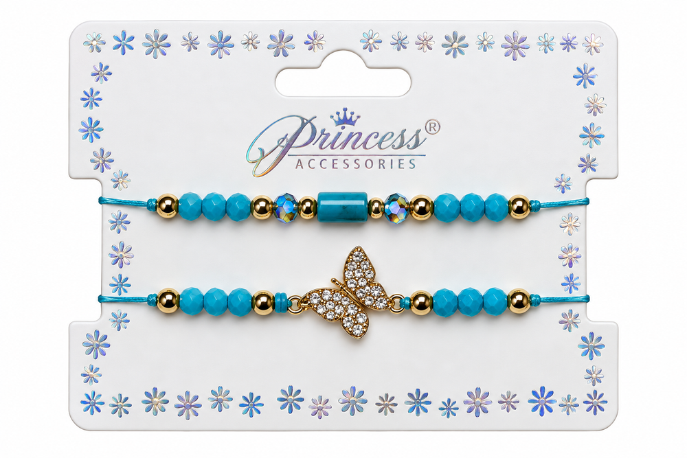 Set de Pulseras Turquesa con Mariposa