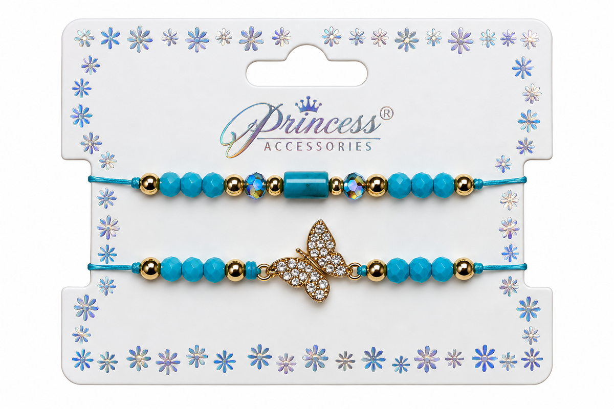 Set de Pulseras Turquesa con Mariposa
