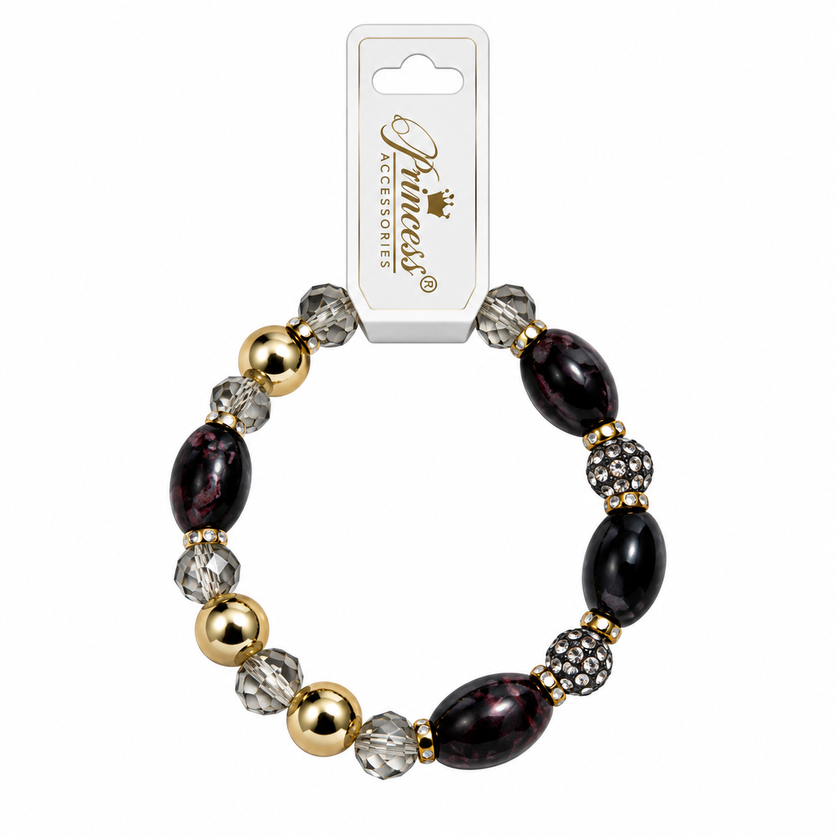 Pulsera de Cuentas Elegante en Negro y Dorado