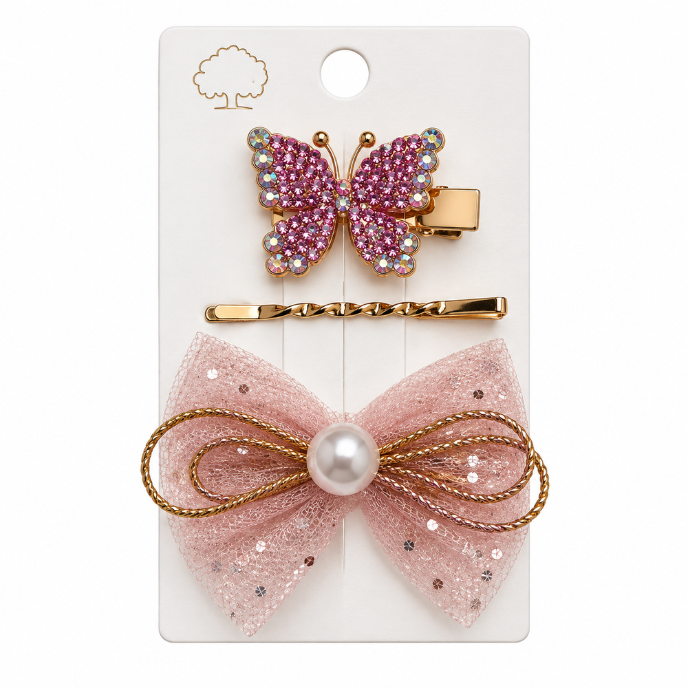Set de Accesorios para el Cabello con Mariposa y Moño