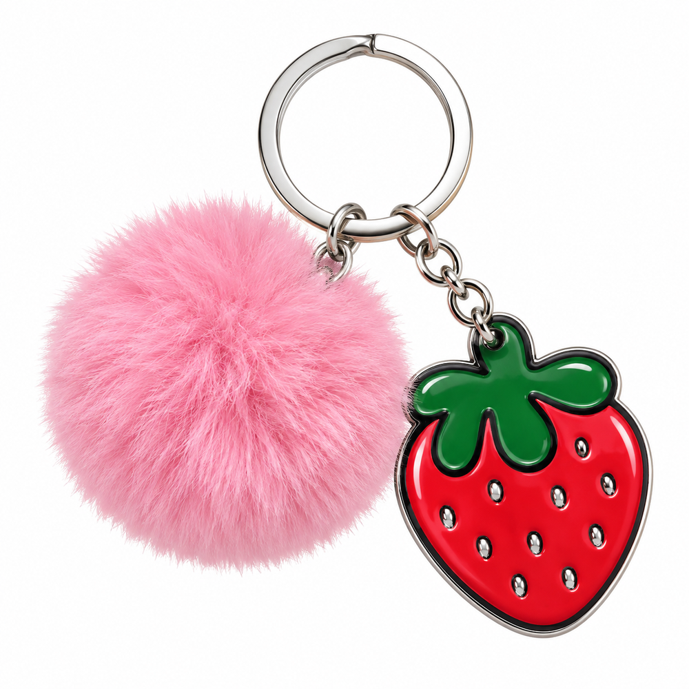 Llavero Pom Pom con Fresa