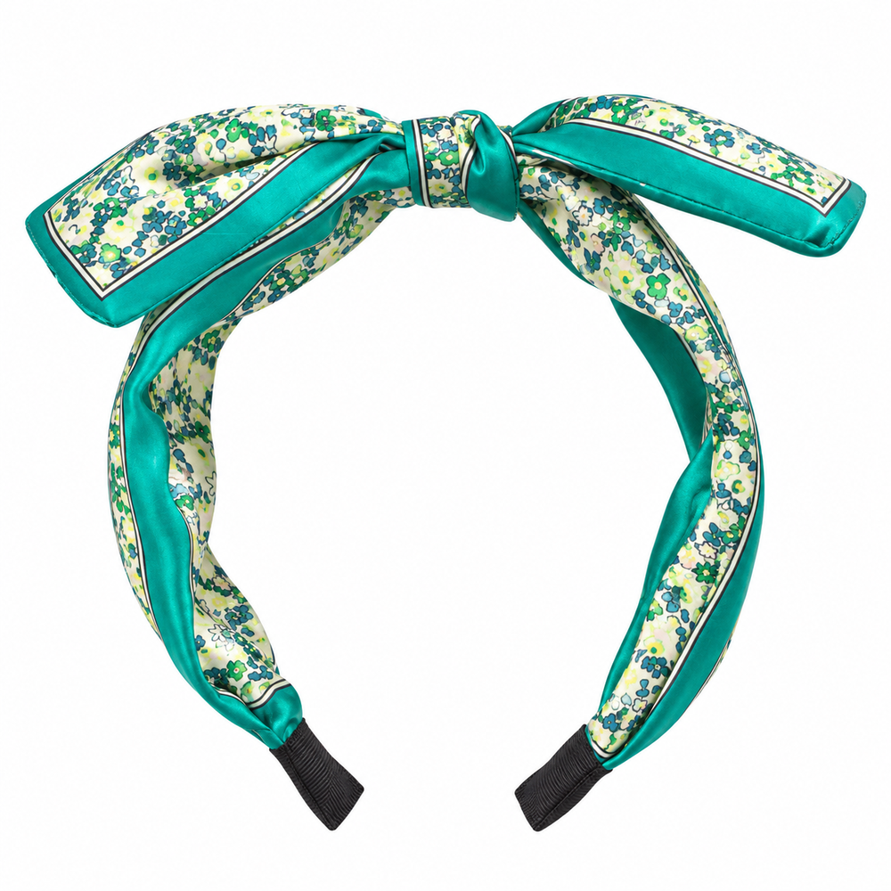 Diadema Turquesa con Lazo y Flores