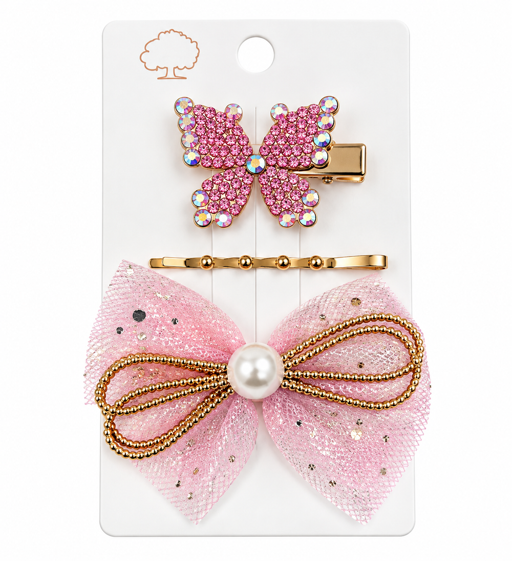 Set de Accesorios para Cabello – Mariposa y Lazo