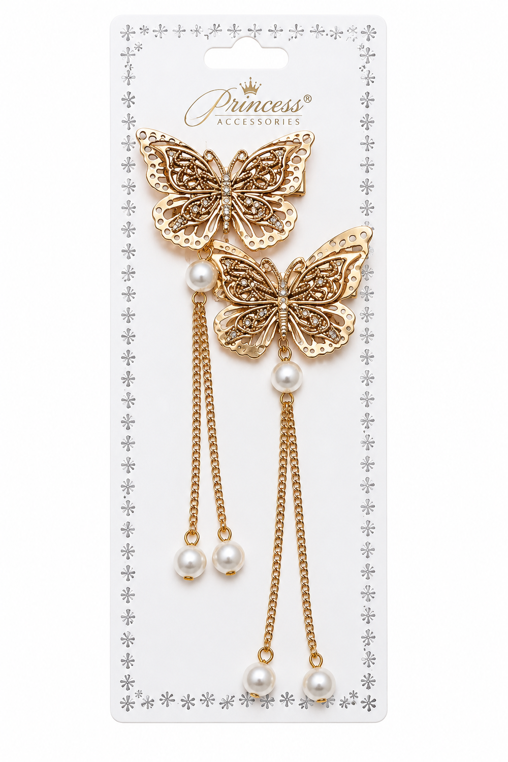 Pinzas de Cabello Mariposa con Perlas
