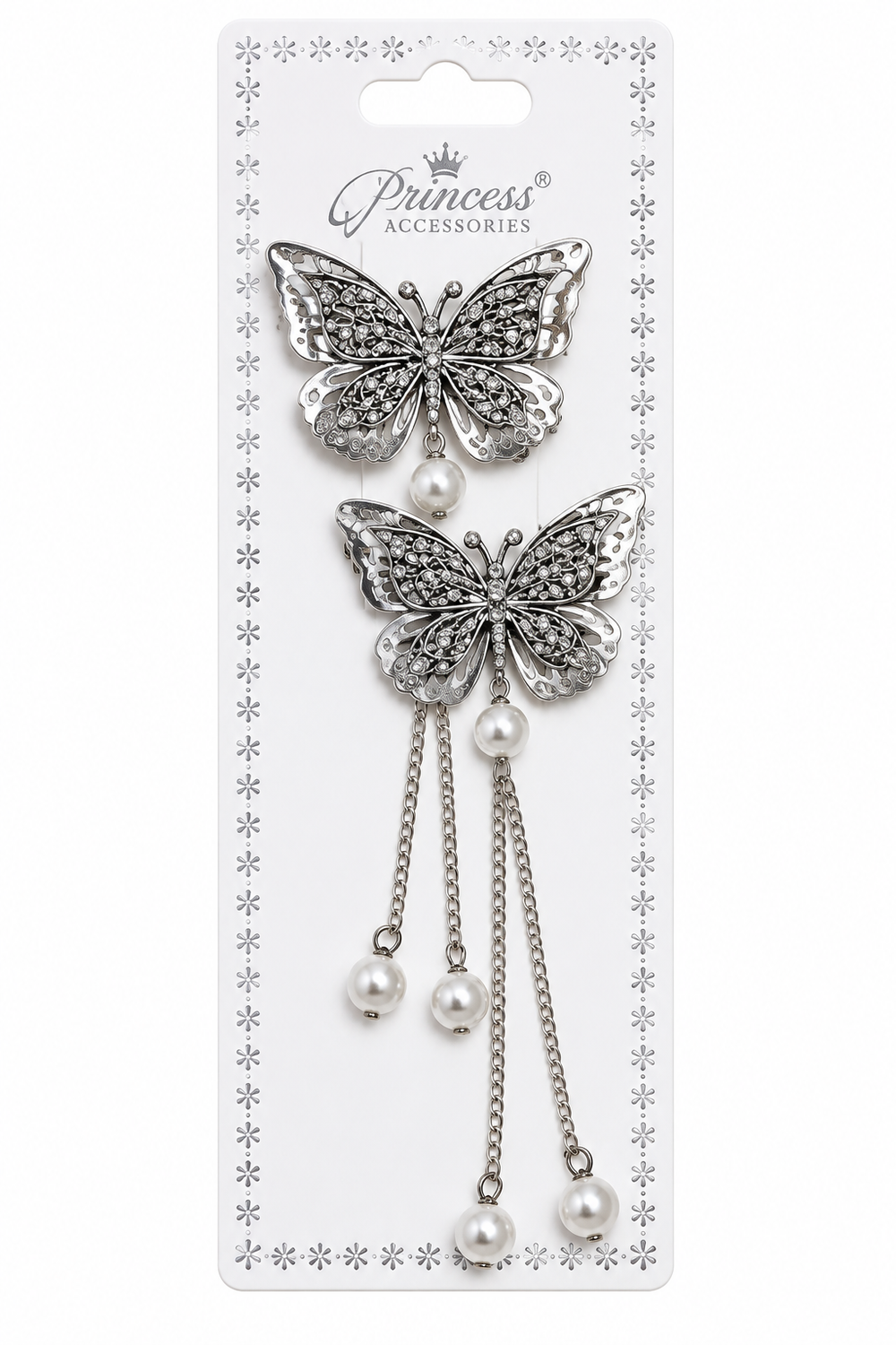 Pinzas de Cabello Mariposa con Perlas