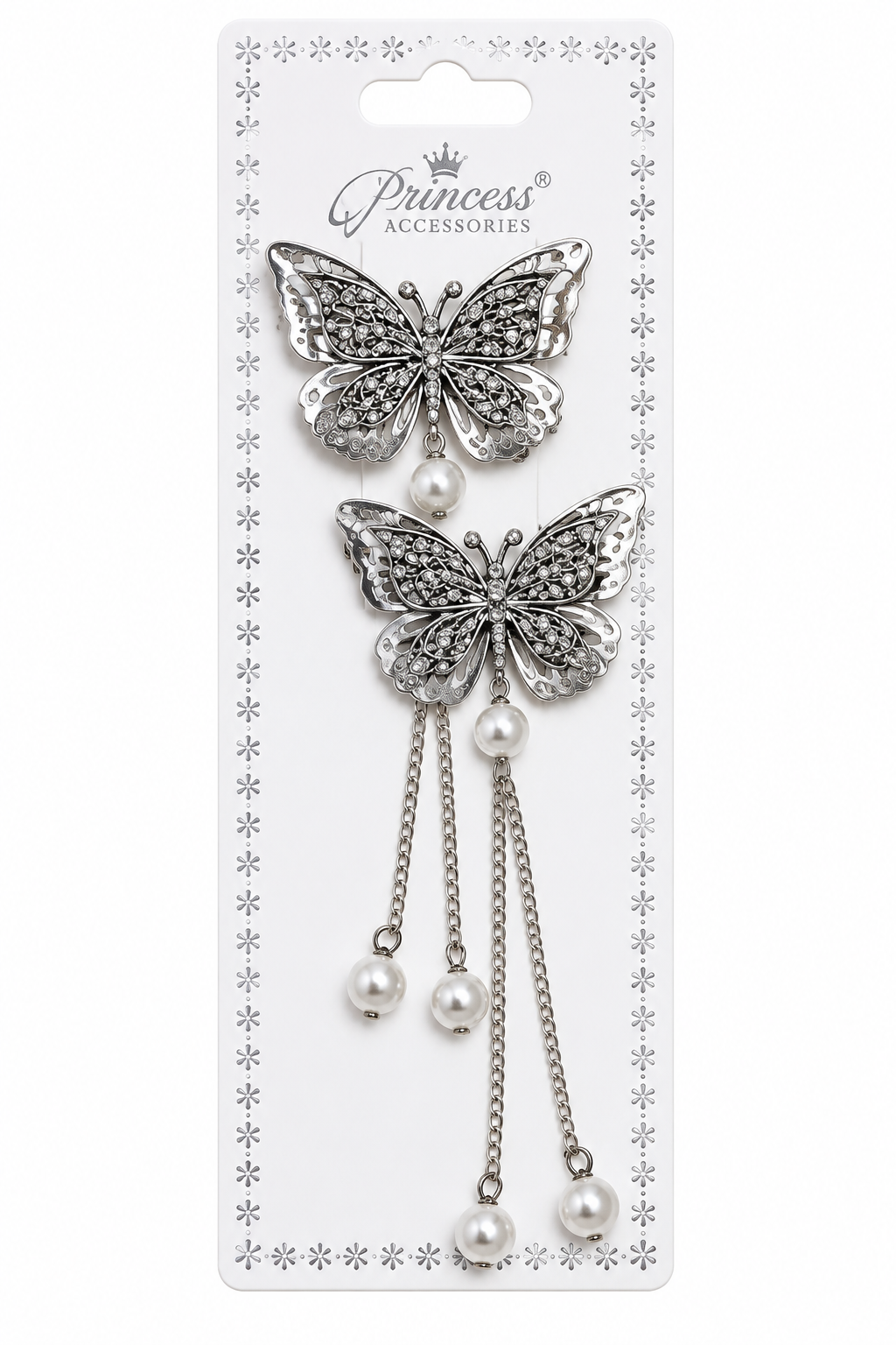 Pinzas de Cabello Mariposa con Perlas