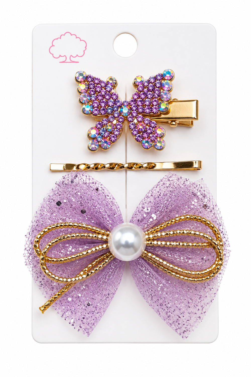 Set de Accesorios para el Cabello – Mariposa y Lazo