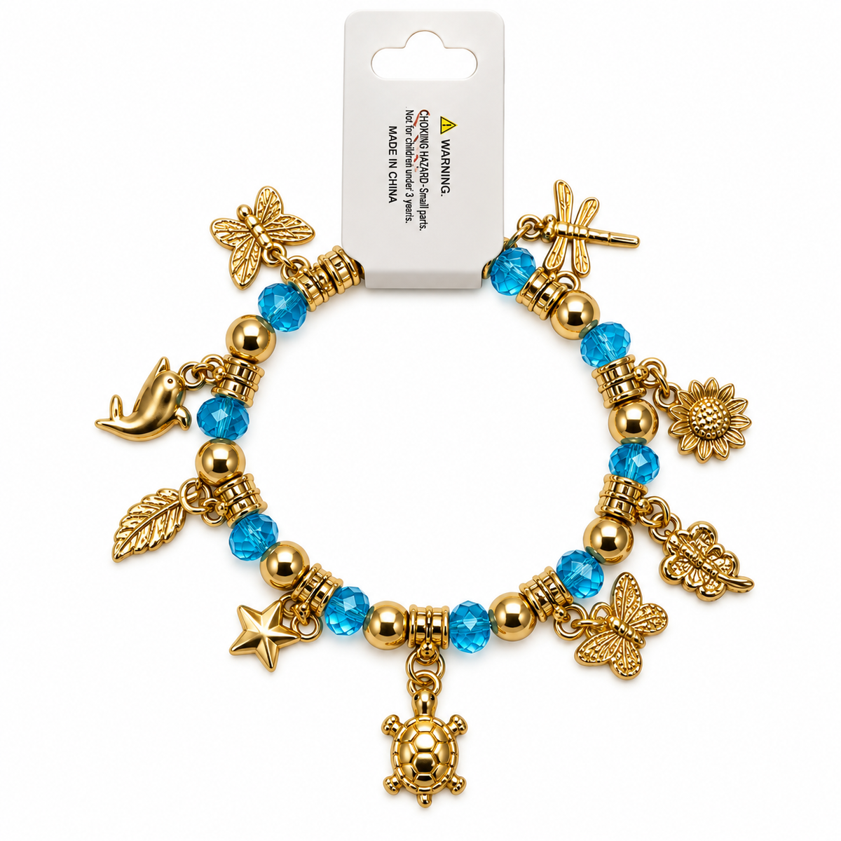 Pulsera de Dijes Turquesa y Dorado
