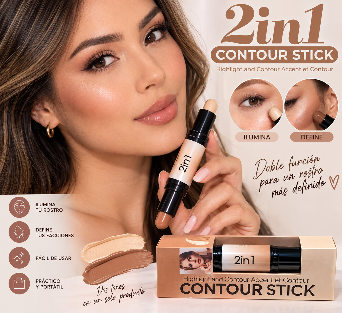 Contour Stick 2 en 1 – Iluminador y Contorno