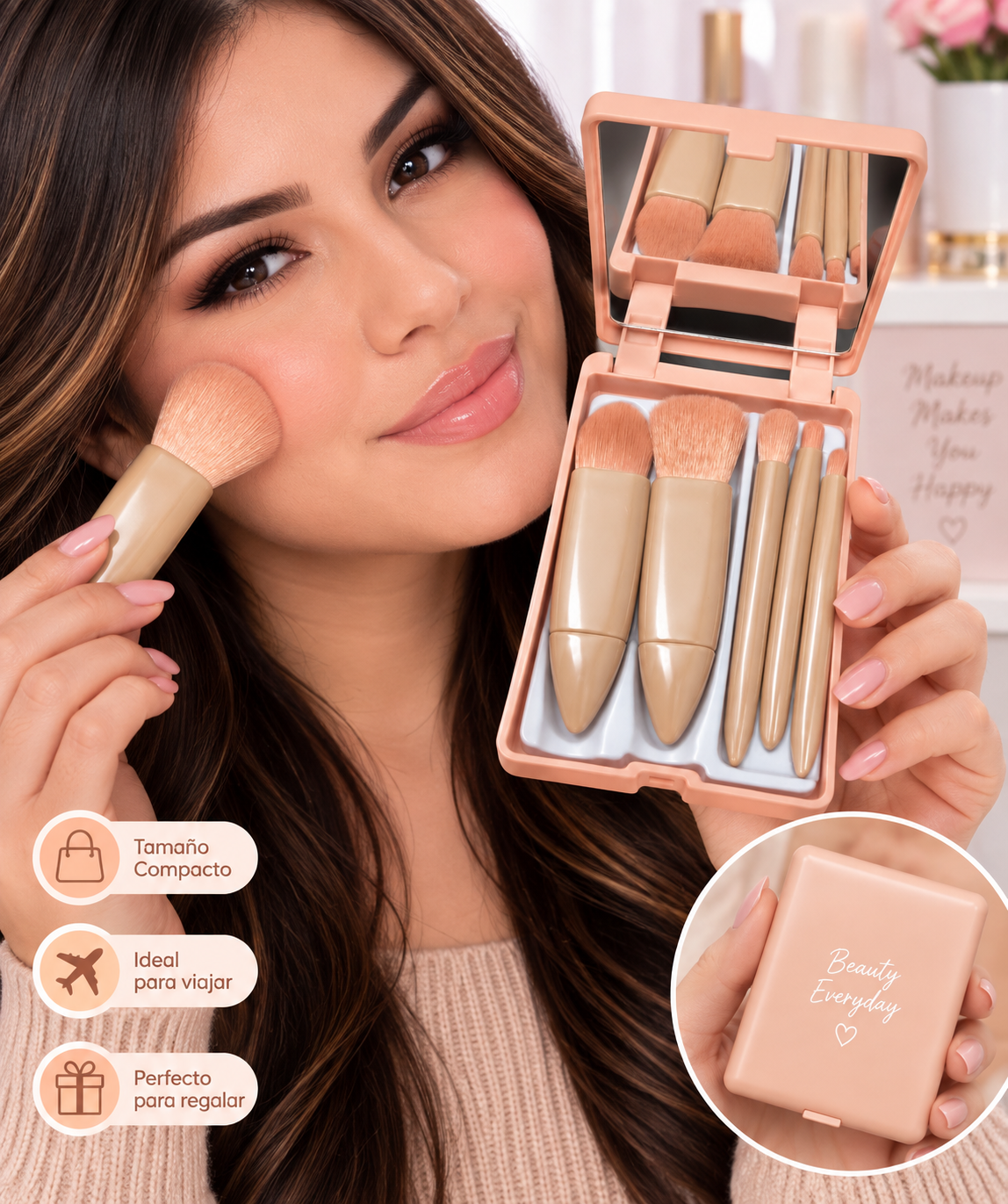 Set de Brochas de Maquillaje Portátil