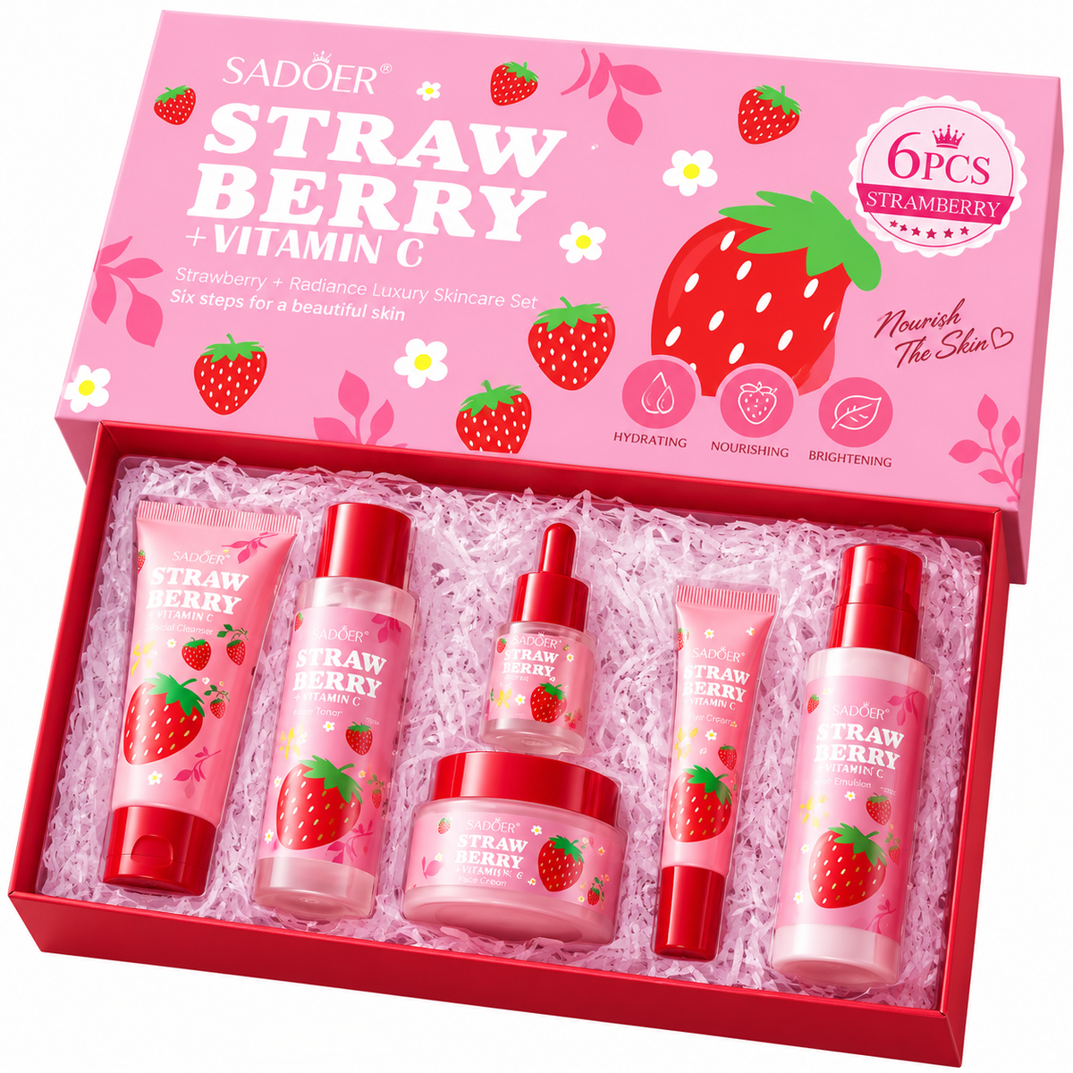 Kit de Skincare SADOER Strawberry + Vitamin C