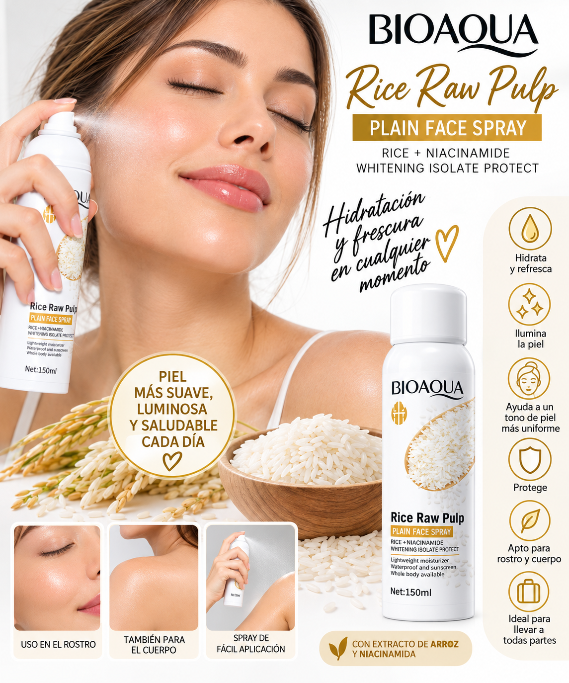 BIOAQUA Rice Raw Pulp Face Spray