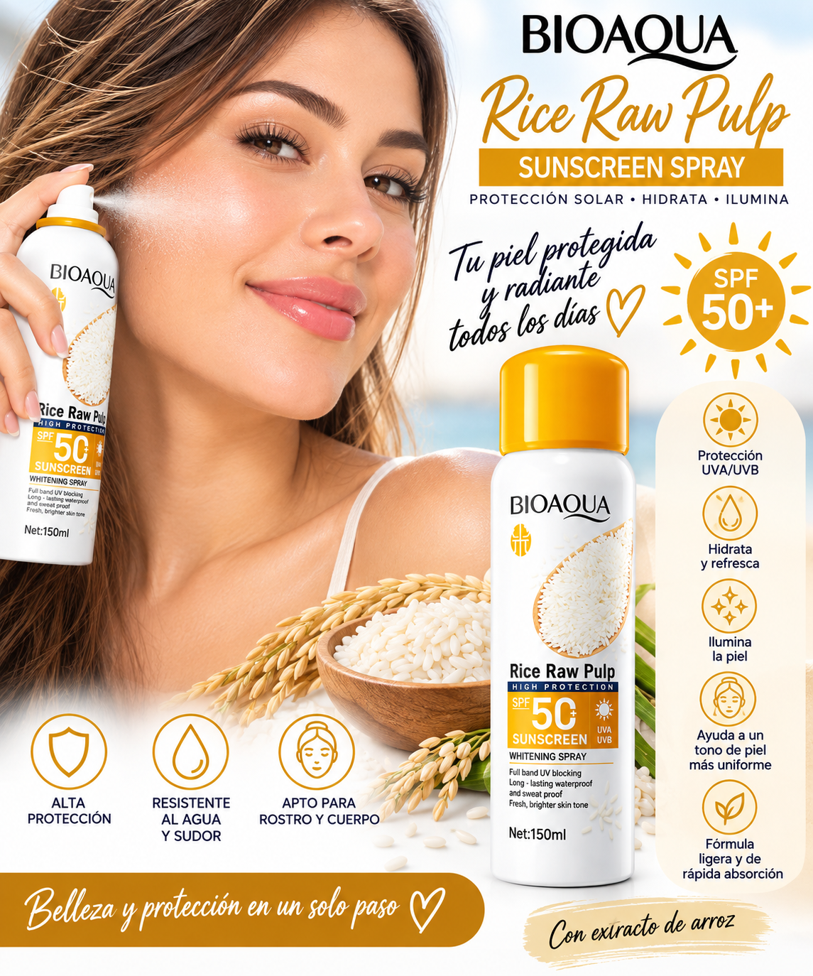 BIOAQUA Rice Raw Pulp Sunscreen Spray SPF 50+