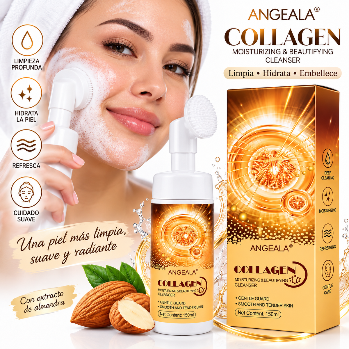 Limpiador Facial de Colágeno con Cepillo