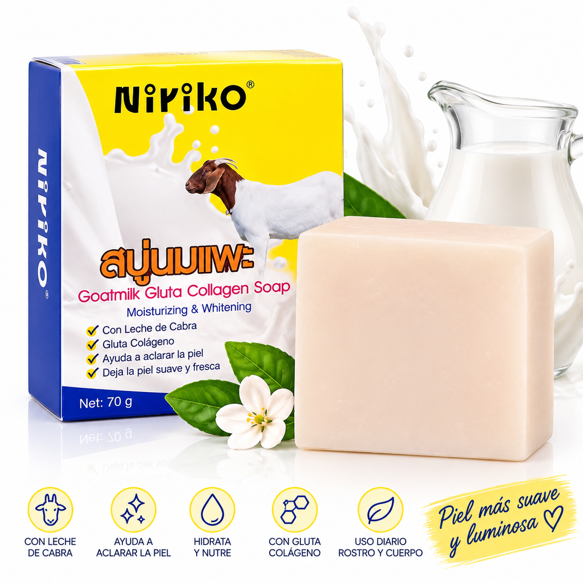 Jabón de Leche de Cabra con Gluta y Colágeno