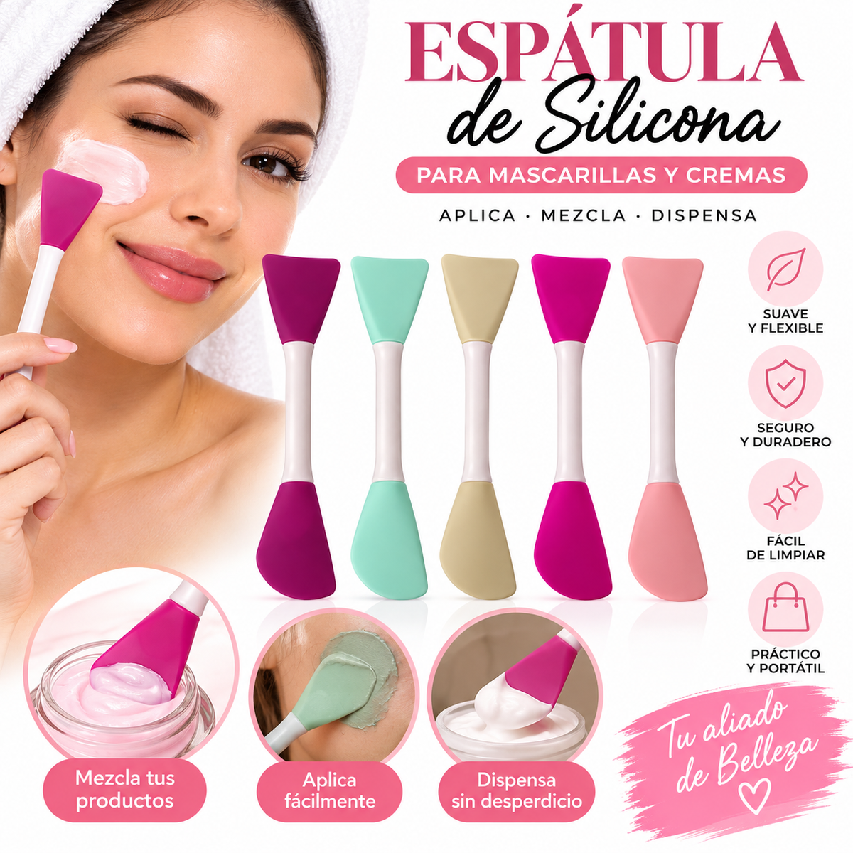 Espátula de Silicona para Mascarillas y Cremas