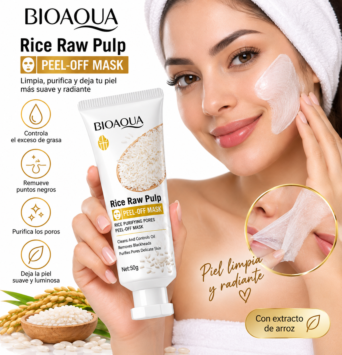 BIOAQUA Rice Raw Pulp Peel-Off Mask