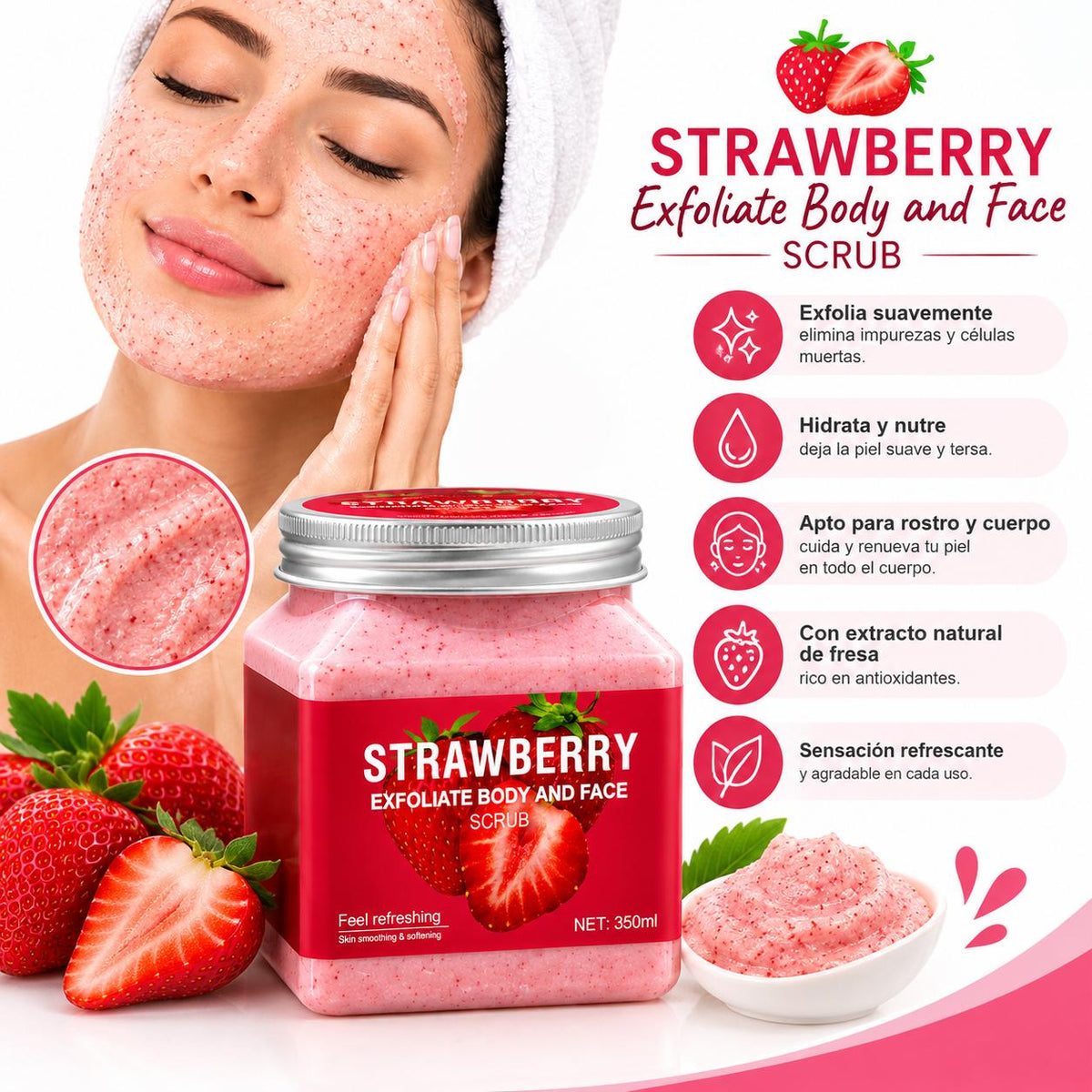 Exfoliante Corporal y Facial de Fresa