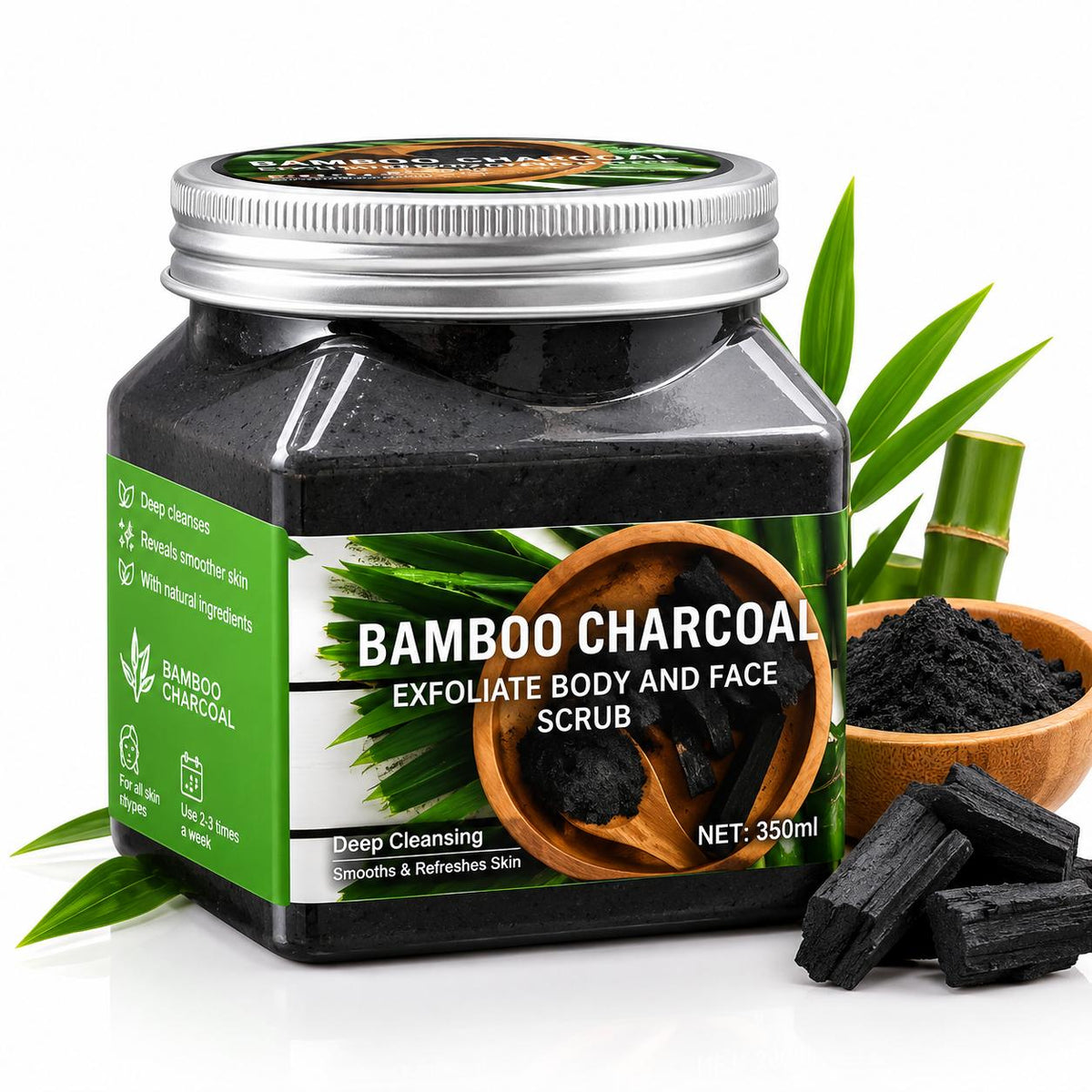 Exfoliante Corporal y Facial de Carbón de Bambú