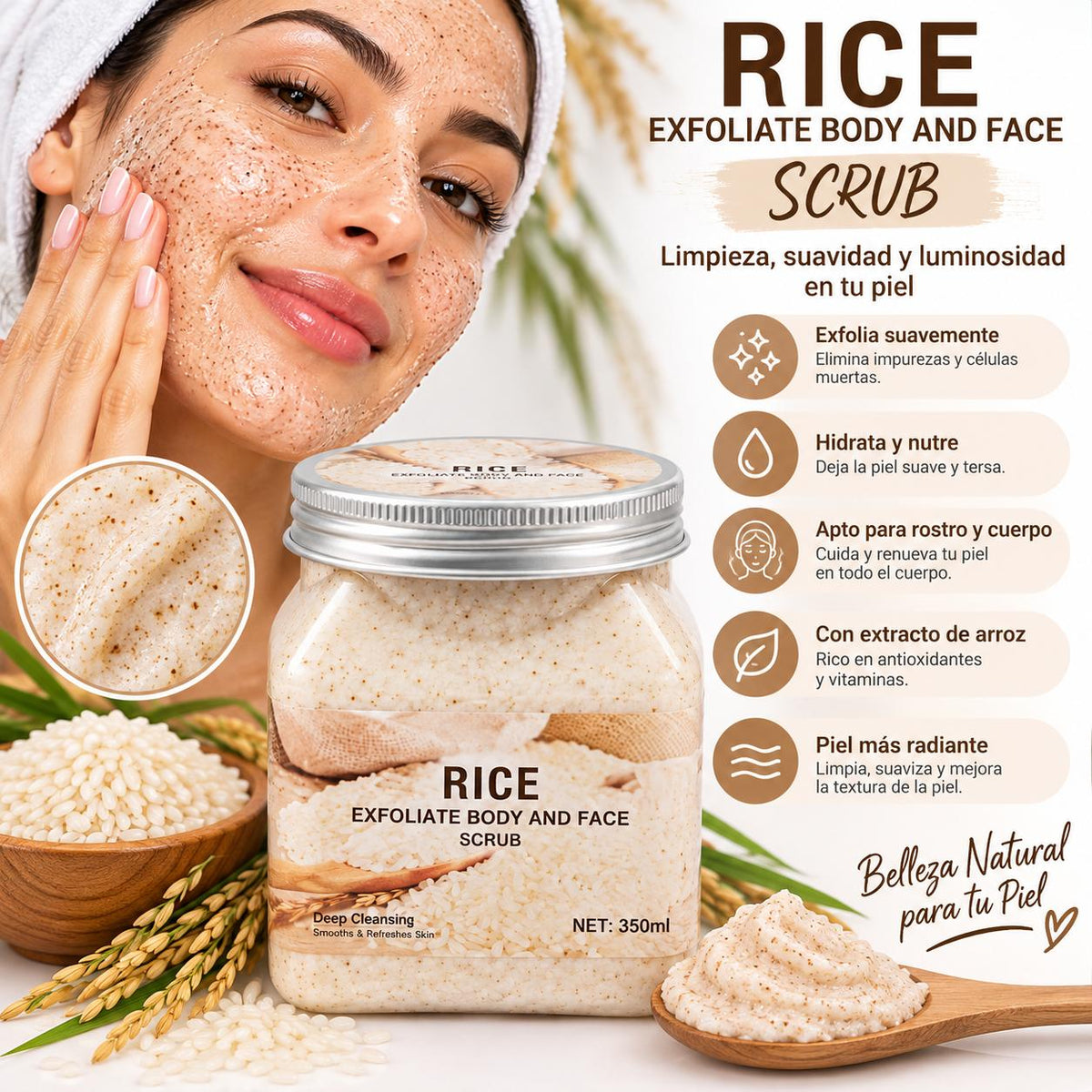 Exfoliante Facial y Corporal de Arroz