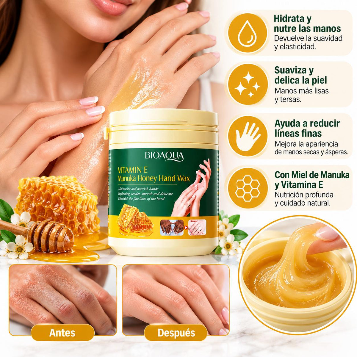 Cera de Manos con Miel de Manuka y Vitamina E