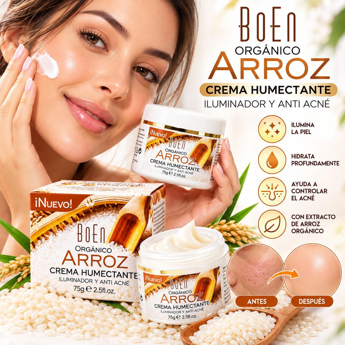 Organic Moisturizing and Brightening Rice Cream