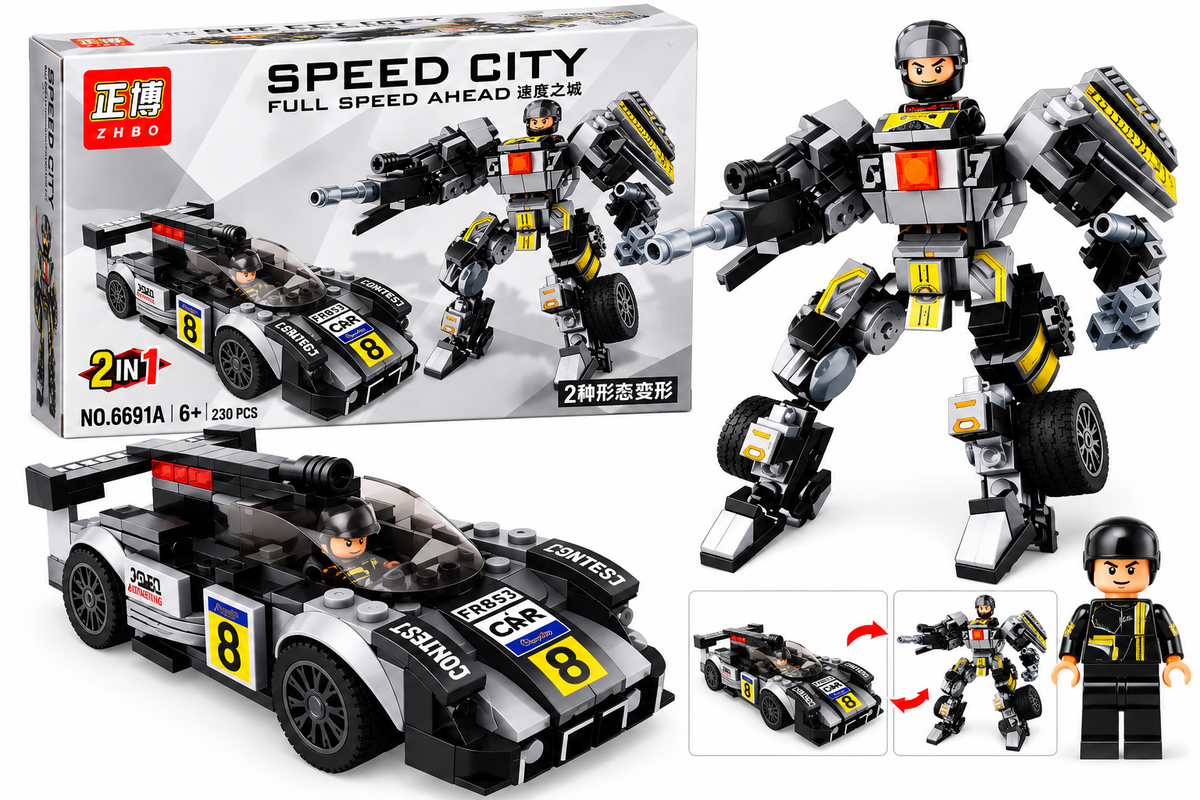 Set de Construcción Auto de Carreras – Robot Transformable