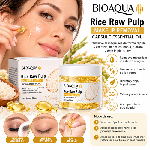 Aceite Desmaquillante de Cápsulas de Pulpa de Arroz BIOAQUA