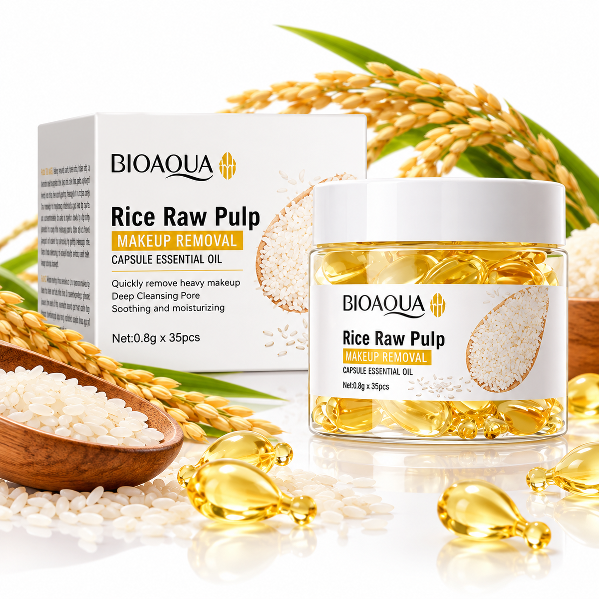 Aceite Desmaquillante de Cápsulas de Pulpa de Arroz BIOAQUA