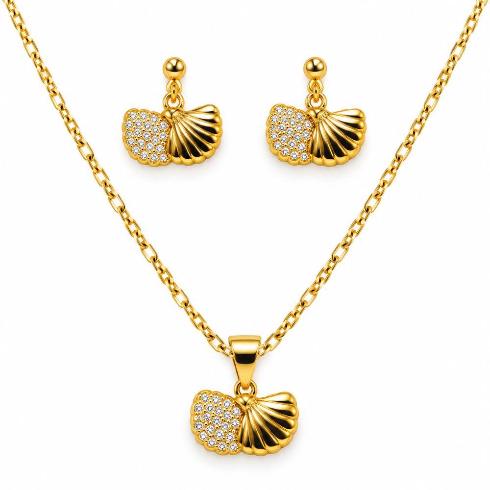 Set de Collar y Aretes con Diseño de Concha Marina