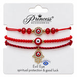 Set de 3 Pulseras de Ojo Turco y Mano de Fátima