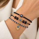 Set de 3 Pulseras de Ojo Turco y Mano de Fátima