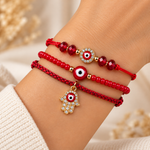 Set de 3 Pulseras de Ojo Turco y Mano de Fátima
