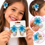 Set de Pinzas para el Cabello con Flores y Perlas