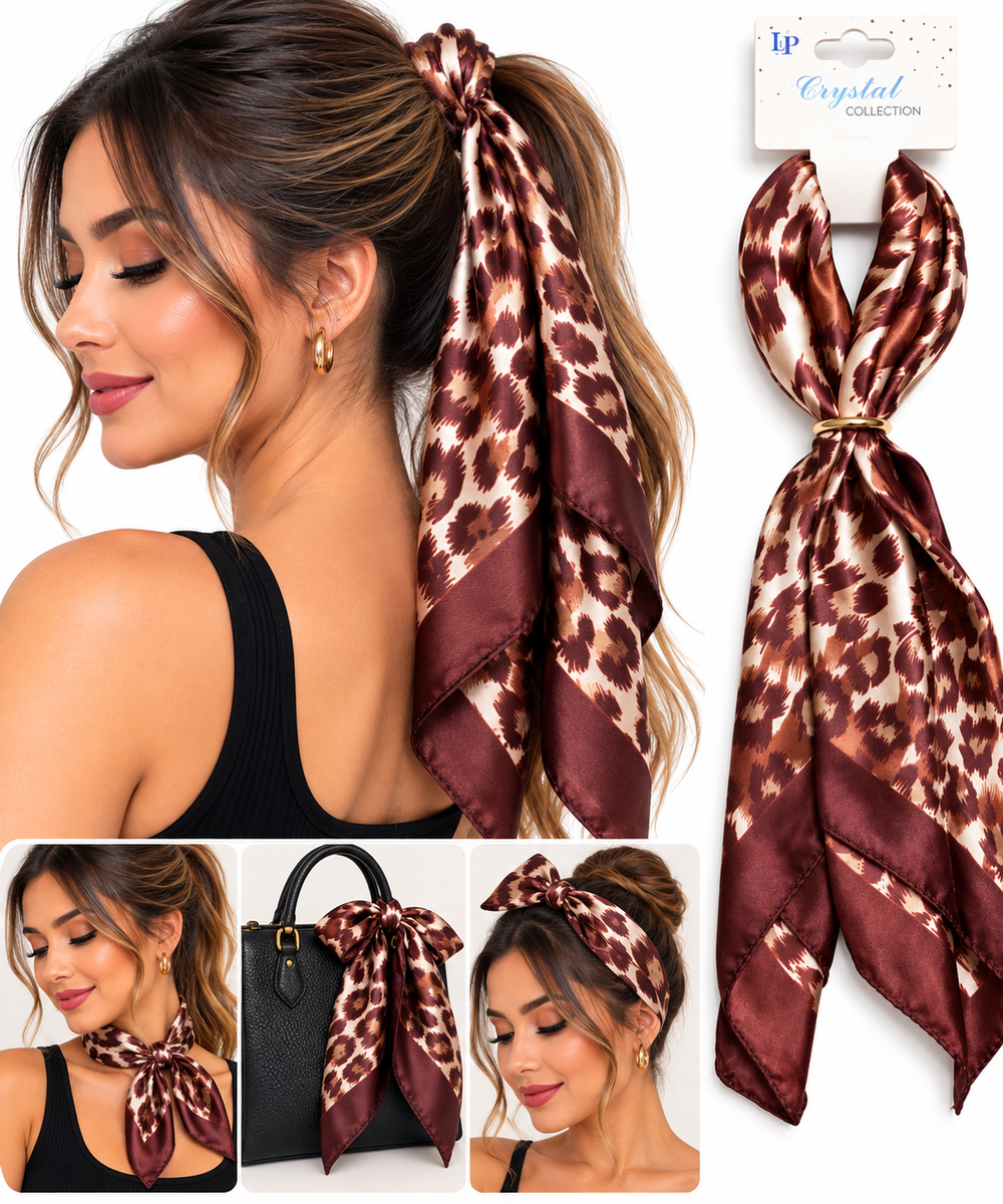 Pañuelo Satín Animal Print para Cabello y Accesorios