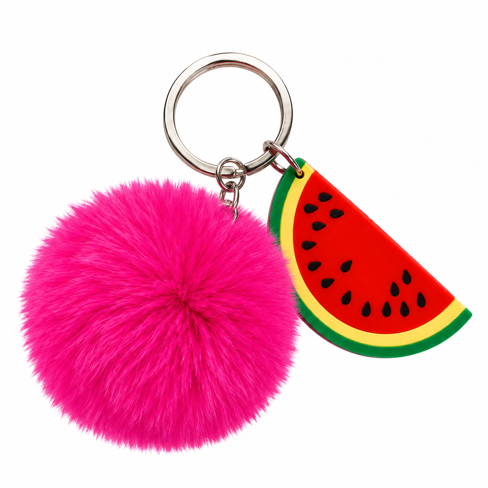 Llavero Decorativo de Sandía con Pompon Rosa