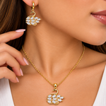 Juego de Collar y Aretes Cisne Dorado